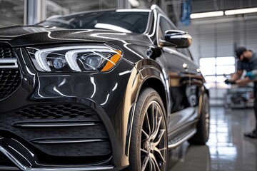 Black Suv Detailing In Garage