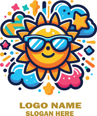 Kids logo icon vector white background .