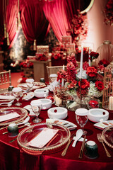 luxury wedding dining table and chair decoration with flowers and candles 5