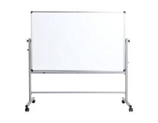 Modern mobile whiteboard on wheels with a blank white surface for presentations and brainstorming