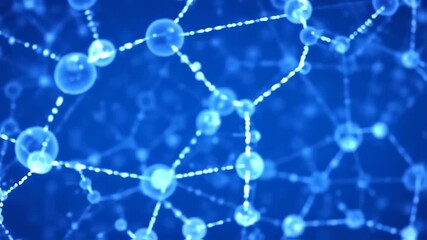 Abstract Blue Molecular Network: Dynamic Connection of Spheres and Lines - Powered by Adobe