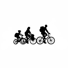 Obraz premium Family riding bicycles with travel gear