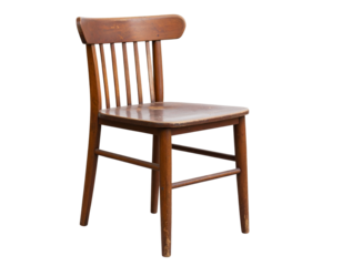 Side View of Aged Wooden Chair – Distressed Antique Style PNG