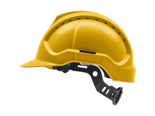 Yellow Plastic Hard Hat on transparent background