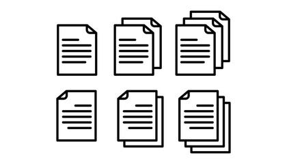 document icons. paper symbol with single and multiple pages. transparent png and vector illustration.