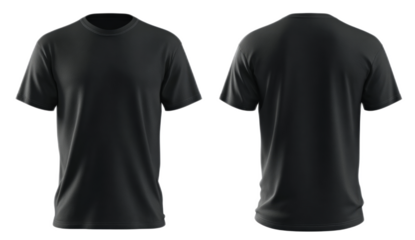 Front and back black shirt mockup, cut out