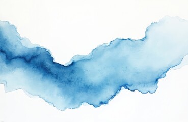 Obraz premium Abstract blue watercolor splash on white paper background. Fluid ink design features textured blend of light, dark blues, creating beautiful, organic pattern perfect for artistic backgrounds, design