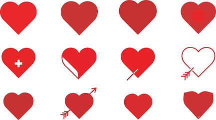 Red heart icon designs graphic images