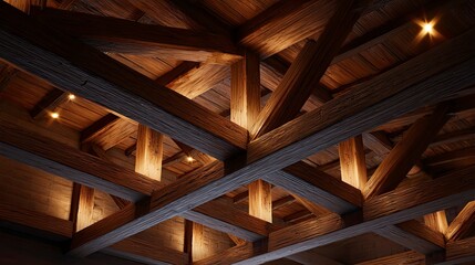 Wooden ceiling structure detail
