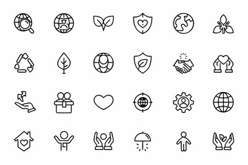 A line icon bundle focused on corporate social responsibility and ethical operations in the business world. Perfect for ESG reports, brochures, and business plans