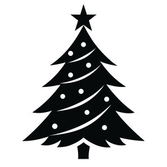 Christmas Tree vector clean black silhouette design white background