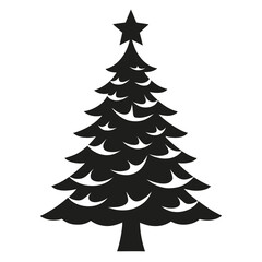 Christmas Tree vector clean black silhouette design white background