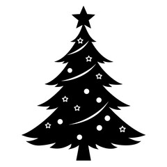 Christmas Tree vector clean black silhouette design white background