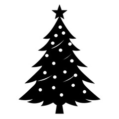 Christmas Tree vector clean black silhouette design white background