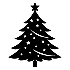 Christmas Tree vector clean black silhouette design white background