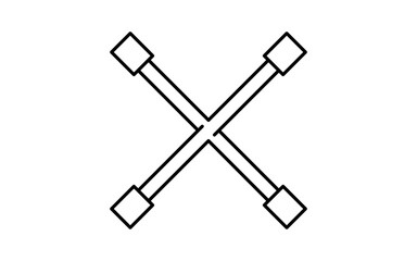 クロスレンチ、シンプルでかわいい線画アイコン