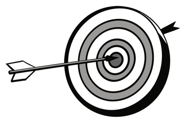 Target with Arrow Silhouette Vector &ndash; Goal Achievement, Focus Symbol, and Business Success Concept
