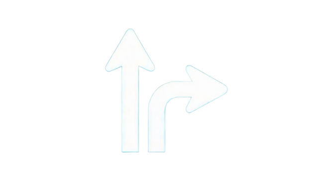 Navigate your next adventure with choice, straight or right directional arrow for wayfinding, sign, symbol, and creative project usage.