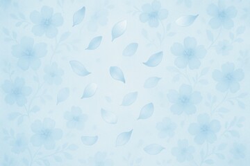 Abstract ethereal background with faint blue blossoms and floating petals creating a serene and peaceful atmosphere