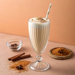Almond milk shake with cinnamon and star anise beverage