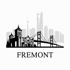 Fremont Skyline Silhouette - Minimalist Californian City Vector Illustration in Black and White