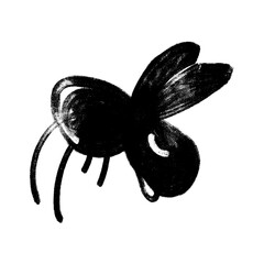 Stylized Black Fly Hand-Drawn Insect Illustration