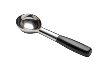 Stainless steel ice cream scoop with black handle