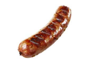 Fried sausage png file cut out and isolated on a transparent background, cooked meat stock illustration image