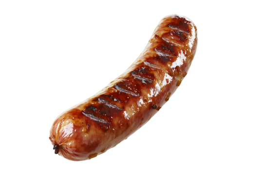 Fried sausage png file cut out and isolated on a transparent background, cooked meat stock illustration image