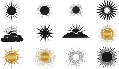 Various sun icons graphic design elements