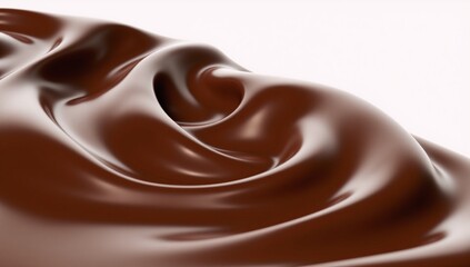 Realistic velvety brown chocolate wave splash rich indulgence in 3D