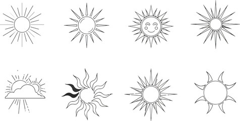 Various sun icons graphic design