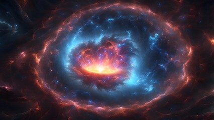 Obraz premium A glowing energy vortex in the heart of a dense star cluster.Cinematic theme, HDR, Vibrant