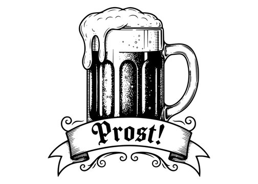 Oktoberfest beer stein and prost banner