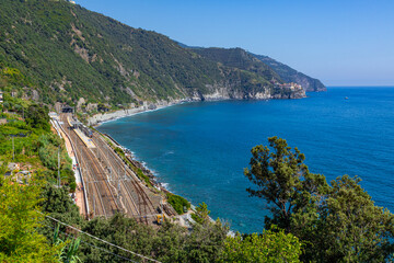 A photo of a train on the tracks