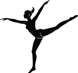 graceful gymnast performing acrobatics silhouette vector icon