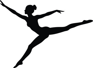 graceful gymnast performing acrobatics silhouette vector icon