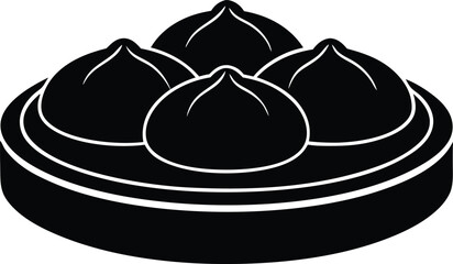 silhouette-vector of baozi steamed buns silhouette vector icon