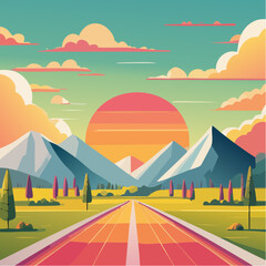 vector texture summer landscape, vibrant colors
