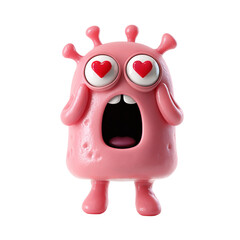 Naklejka premium adorable 3d rubbery microbe mascot in pink color 
