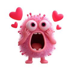 Fototapeta premium cartoon style 3d illustration of pink microbe with eyes 