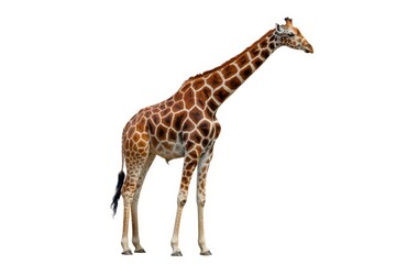 Giraffe Standing in White Background. Generative AI isolated, white background