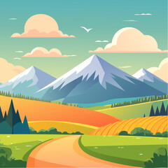 Fototapeta premium vector texture summer landscape, vibrant colors