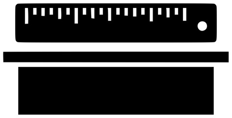 Obraz premium Ruler on a desk with pencil in a hand on a table and book in a classroom with marker on paper in a toolbox and on a drawing board