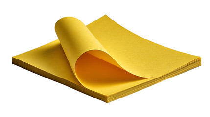 Yellow sticky notes stack isolated on transparent background