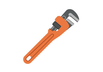Fototapeta premium Cartoon pipe wrench with orange handle grey head Simple illustrative