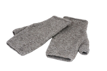 Woolen mittens isolated on white background. Clipping path included.