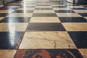Vibrant Color Picture of Retro Floor Sign Mockup Left View