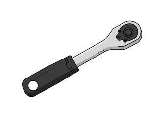 Obraz premium Ratcheting wrench with black handle against white backdrop
