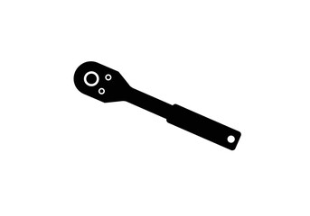 Ratchet wrench silhouette ready for tightening  loosening bolts